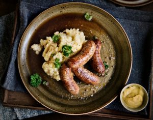 Bonfire Bangers with Cheesy Mash recipe